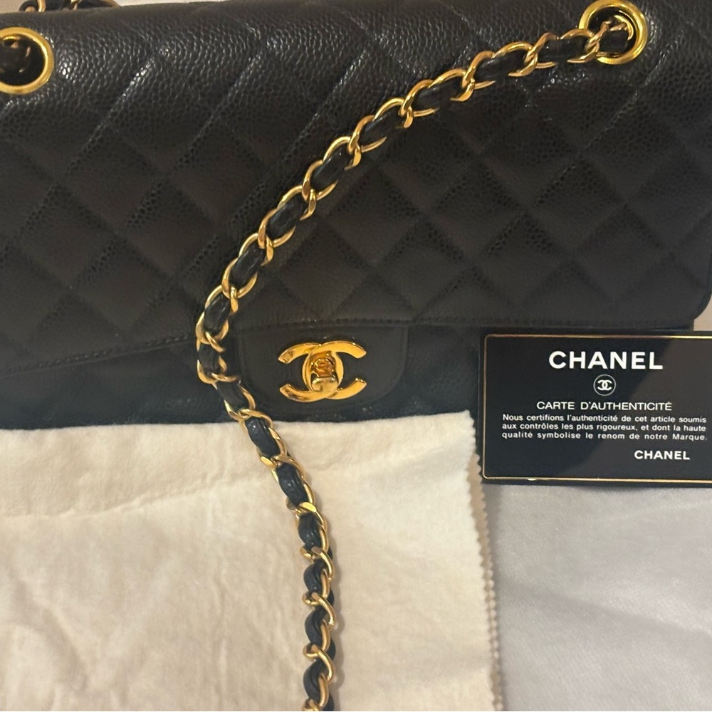 Chanel Classic Double Flap – Black Caviar Leather, 24k Gold Hardware